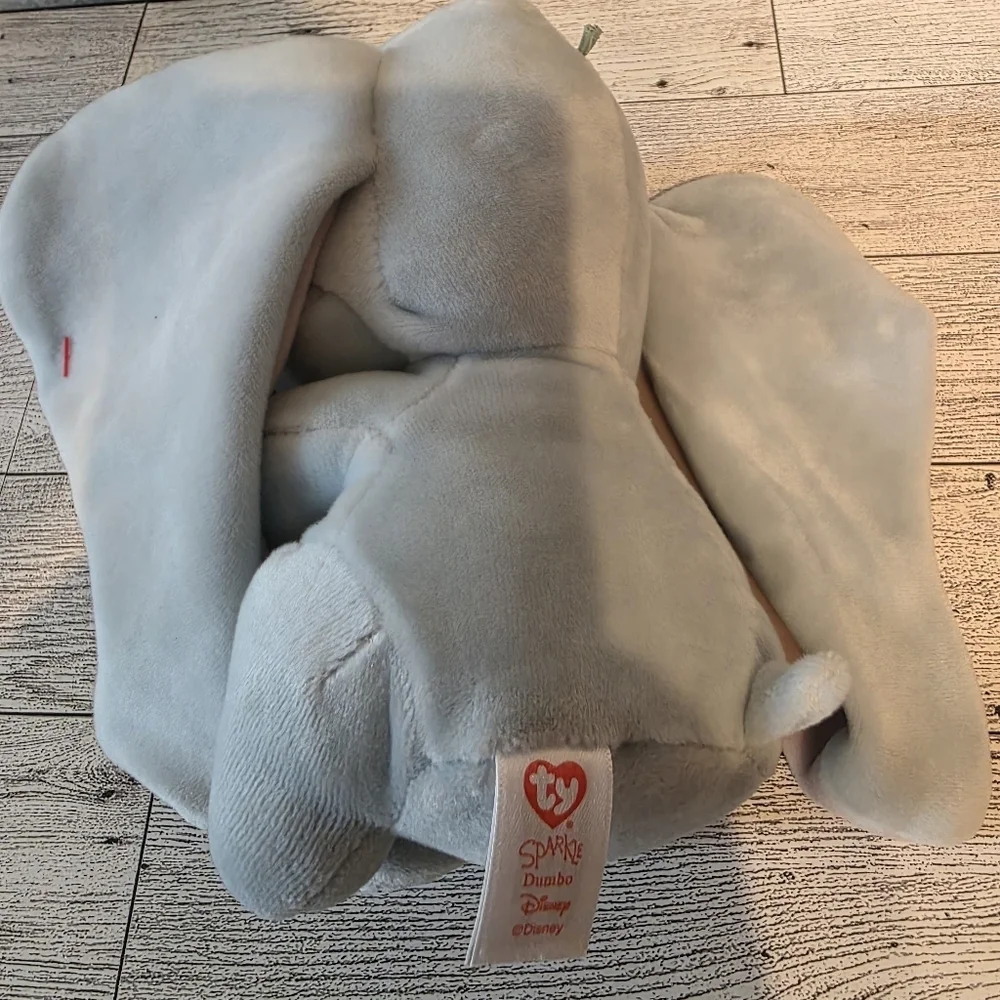 Ty Dumbo Plush Elephant - Soft Blue and Light Pink
